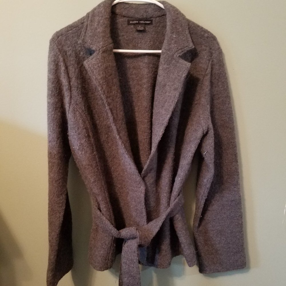 Elena Solano 100% Wool Belted Sweater/Jacket